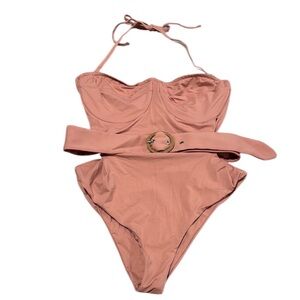 Revel Rey Pink Belted One Piece Swimsuit